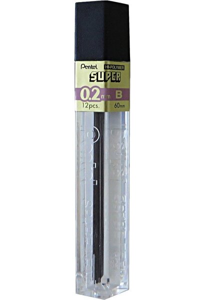 Etui de 12 mines pour Porte-mines HI-POLYMER SUPER 0 2 mm B PENTEL