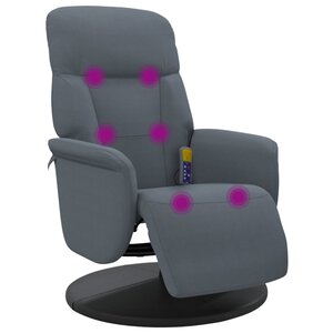 vidaXL Fauteuil inclinable de massage repose-pied gris foncé velours