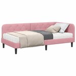 vidaXL Cadre de lit d'angle avec matelas Rose 90 x 190 cm Velours