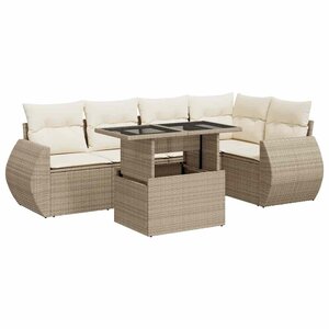 vidaXL Salon de jardin avec coussins 6 Pièces beige résine tressée