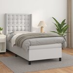 vidaXL Sommier à lattes de lit avec matelas Blanc 100x200cm Similicuir