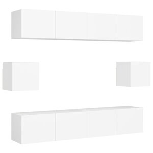 vidaXL Ensemble de meubles TV 6 Pièces Blanc Bois d'ingénierie