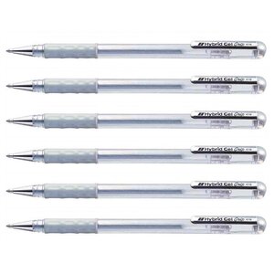Roller à encre Hybrid Gel Grip K118 Pointe 0 8 mm Métallisé Argent x 6 PENTEL