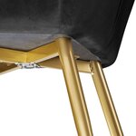 Lot de 4 chaises pieds doré siège de salon cuisine salle à manger design élégant velours noir 08_0000114
