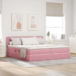 vidaXL Lit de rangement LED avec matelas Rose 180 x 200 cm Velours