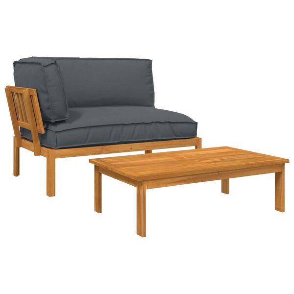 vidaXL Ensemble de Canapés Uni 2 Pièces Anthracite Bois d'Acacia Massif