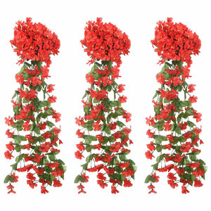 vidaXL Guirlandes de fleurs 3 Pièces rouge 85 cm