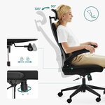 Fauteuil de bureau chaise ergonomique siège pivotant accoudoirs et appui-tête réglables en tissu respirant hauteur réglable noir 12_0005874