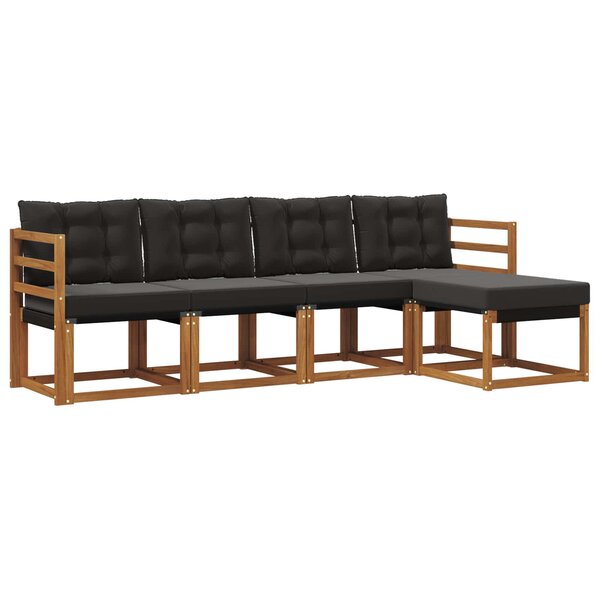 vidaXL Ensemble de canapés d'extérieur 5 pc Naturel et Noir