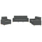 vidaXL Ensemble de canapés 3 Pièces coussins gris foncé tissu