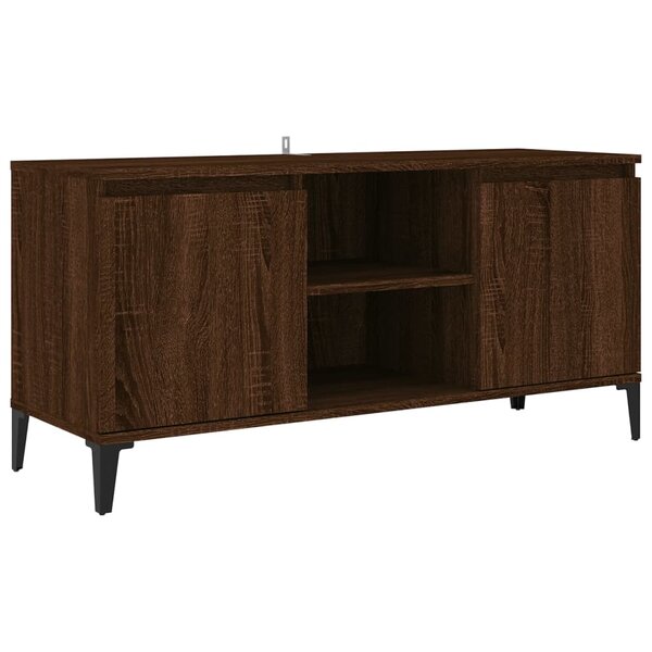 vidaXL Meuble TV avec pieds en métal Chêne marron 103 5x35x50 cm