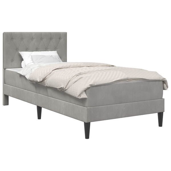vidaXL Cadre de lit avec matelas Gris clair 100 x 200 cm Velours