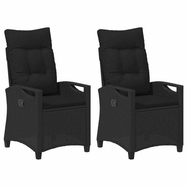 vidaXL Chaise de jardin 2 Pièces Noir 56 x 64 x 94 cm Acier et Polyester