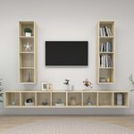 vidaXL Meubles TV muraux 4 Pièces Chêne sonoma Bois d'ingénierie