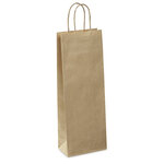 Sac kraft brun avec poignées torsadées pour 1 bouteille 14 x 39 x 8 cm (lot de 25)