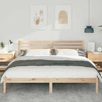 vidaXL Cadre de lit avec tête de lit Marron 180 x 200 cm Pin massif