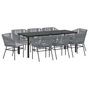 vidaXL Ensemble de salle à manger pour jardin 9 Pièces Gris Poly rotin