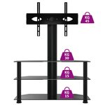 vidaXL Meuble TV d'angle 3 niveaux pour 32-70 pouces noir