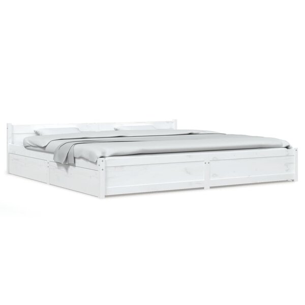 vidaXL Cadre de lit sans matelas avec tiroirs blanc