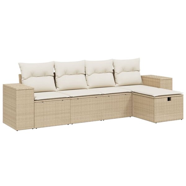 vidaXL Salon de jardin avec coussins 5 Pièces beige résine tressée