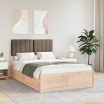 vidaXL Cadre de lit avec tête de lit rembourrée Taupe 120 x 200 cm