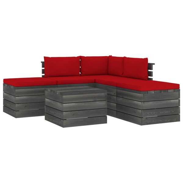 vidaXL Salon palette de jardin 6 Pièces avec coussins Bois de pin massif