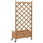 vidaXL Jardinière avec treillis et roues marron bois massif de sapin