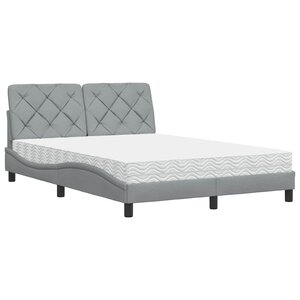 vidaXL Lit avec matelas gris clair 140x200 cm tissu
