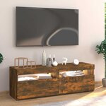 vidaXL Meuble TV avec lumières LED chêne fumé 120x35x40 cm
