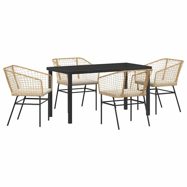 vidaXL Ensemble de salle à manger pour jardin 5 Pièces Marron polyrotin