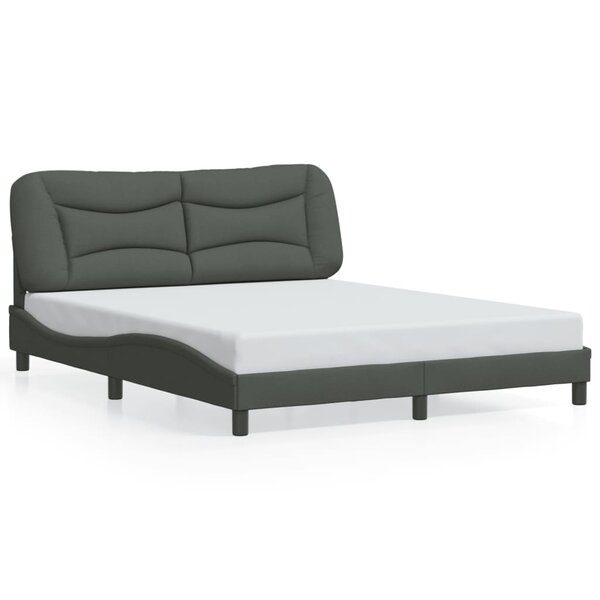 vidaXL Cadre de lit sans matelas gris foncé 160x200 cm tissu