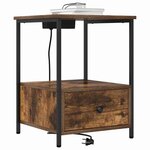 vidaXL Cabinet de chevet avec tiroir 2 Pièces Chêne fumé 42 x 41 x 56 cm