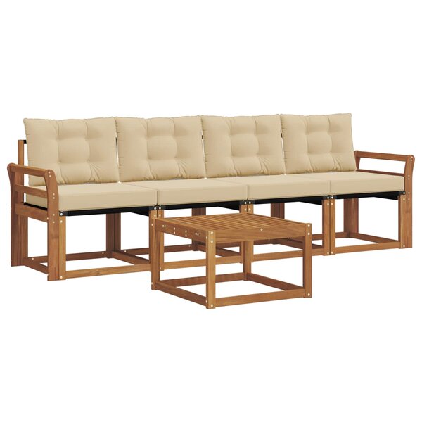 vidaXL Ensemble de canapés d'extérieur 5 pc Naturel et Beige