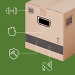 Pack and Move - Lot 10 cartons déménagement stockage standard - 60 x 30 x 30 cm - Poignées renforcées - 1 adhésif offert