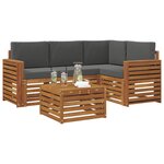 vidaXL Ensemble de canapés d'extérieur 5 Pièces Naturel et Anthracite