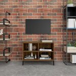 vidaXL Meuble TV avec pieds en métal Chêne marron 69 5x30x50 cm