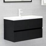 vidaXL Armoire d'évier avec lavabo intégré Noir Aggloméré