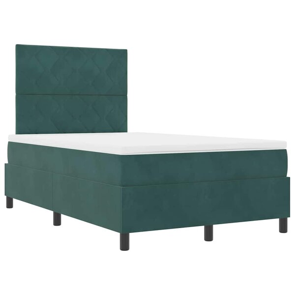 vidaXL Lit à ressorts avec matelas Vert foncé 120 x 200 cm Velours