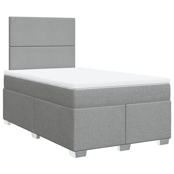 vidaXL Sommier à lattes de lit et matelas gris clair 120x190 cm tissu