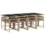 vidaXL Ensemble à manger de jardin et coussins 9 Pièces mélange beige