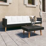 vidaXL Salon de jardin 2 Pièces avec coussins Résine tressée Noir