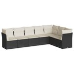 vidaXL Salon de jardin 7 Pièces avec coussins noir résine tressée