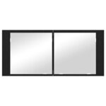 vidaXL Cabinet Miroir LED avec étagère Chêne noir 100 x 12 x 45 cm