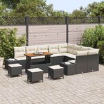 vidaXL Ensemble de canapé de jardin 13 Pièces Noir Poly rotin