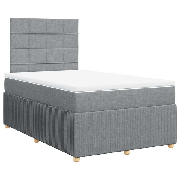 vidaXL Sommier à lattes de lit avec matelas Gris clair 120x200cm Tissu