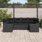 vidaXL Ensemble de canapé de jardin avec coussin 6 Pièces Noir