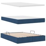 vidaXL Lit avec rangement et LED avec LED Bleu 140 x 190 cm Polyester