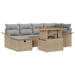 vidaXL Ensemble de canapé de jardin avec coussin 7 Pièces Beige polyrotin