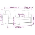 vidaXL Canapé 2 places avec oreillers décoratifs taupe 140 cm tissu