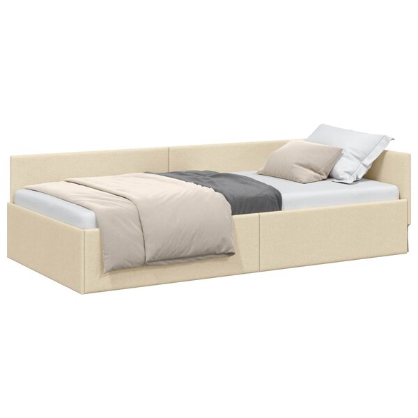 vidaXL Cadre de lit d'angle Crème 80 x 200 cm tissu